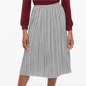 J. Crew Factory White Black Houndstooth Print Pleated Midi Skirt 12P